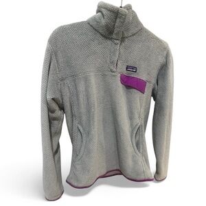 Women’s Patagonia Grey/Purple Fleece Pullover - Size L
